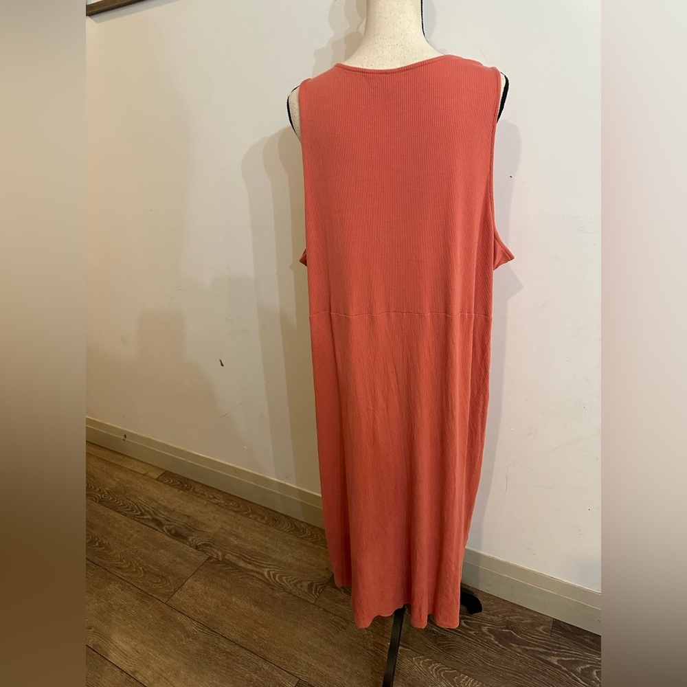 Old Navy Ribbed T-shirt style Coral Sleeveless Button-Down Maxi Dress 3X - Picture 4 of 6